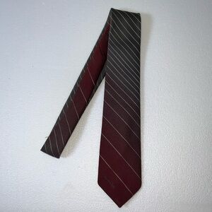 Oscar De La Renta Elegant Striped Burgundy and Gray Tie